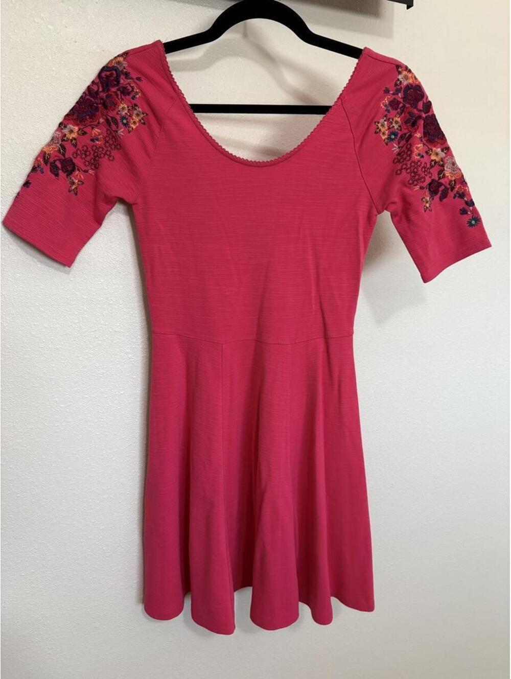 Free People Women's Pink and Red Dress